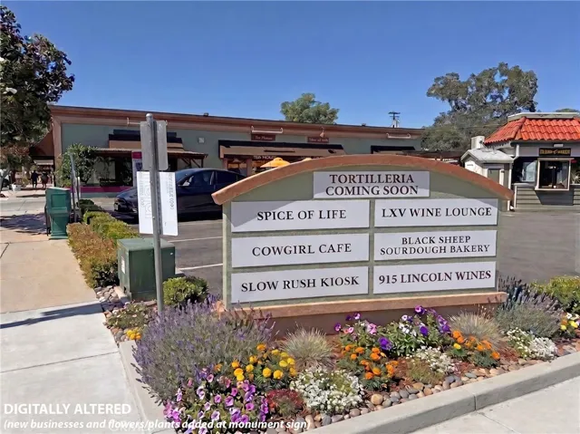 This image has been digitally enhanced to include two recently placed tenants and improved landscaping around the monument sign.
