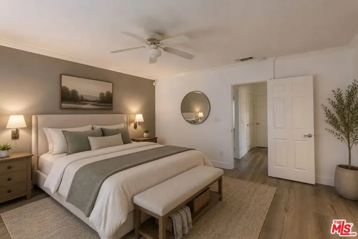 virtually staged main bedroom