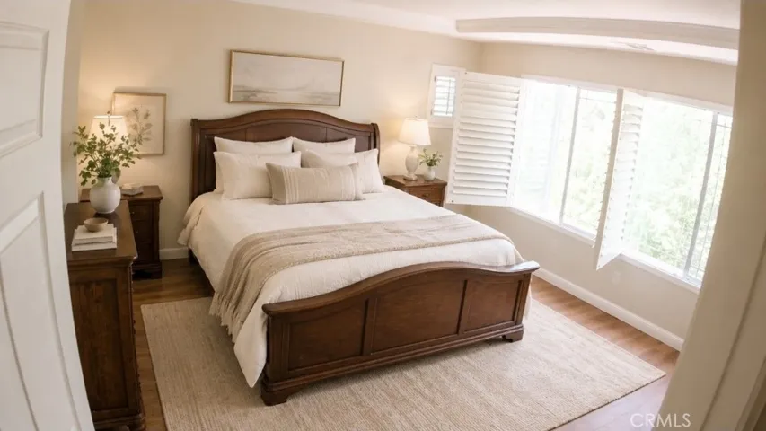 Artificially staged master bedroom