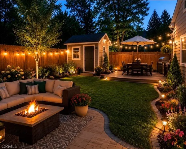 Artificially staged backyard
