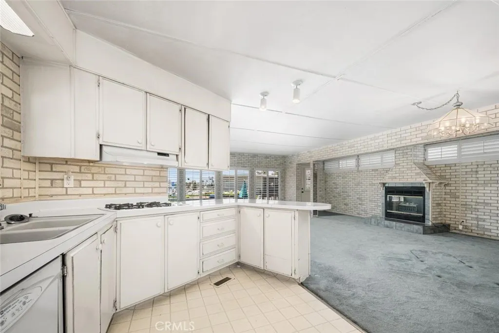 Kitchen opens to living room