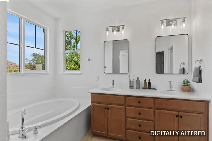 Soaking tub with chrome fixtures
