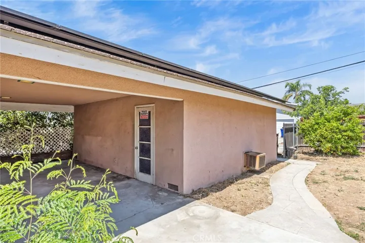 Garage from covered patio.