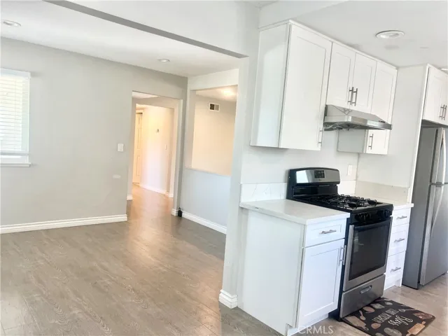 Kitchen open to dining area