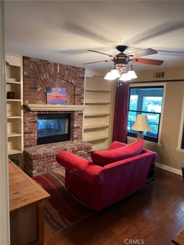 Office with fireplace