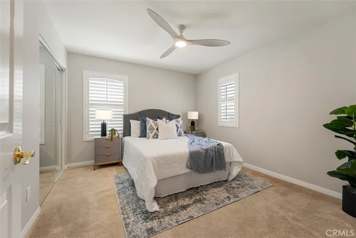 2nd floor - secondary bedroom is approx 12'3" x 10'9". Split-tilt shutters