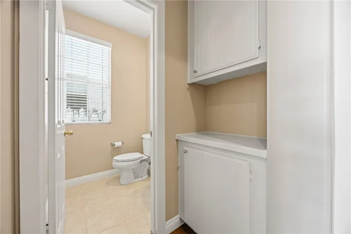 Clean and accessible main floor bathroom near the office
