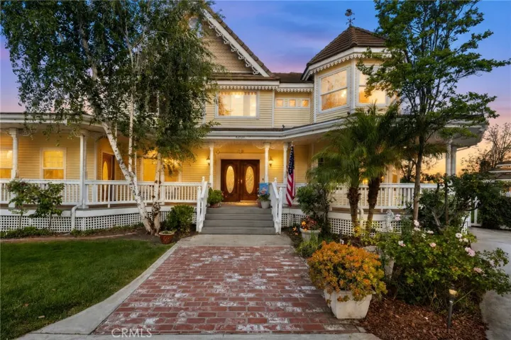 Front porch with added digital sunset lighting