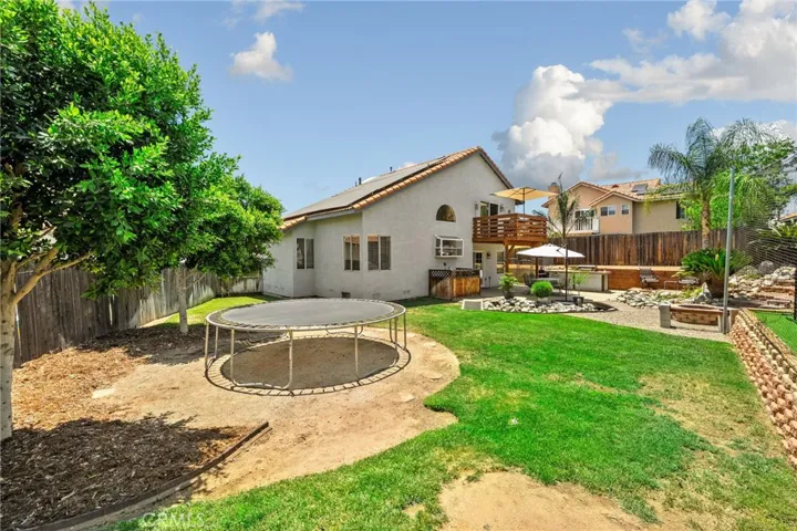 Backyard with koi pond