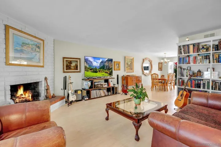 Large living room with fireplace