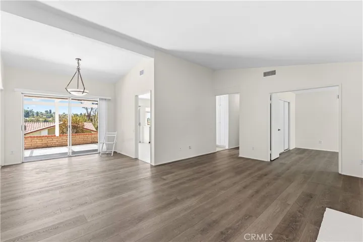 Formal dining area next to patio