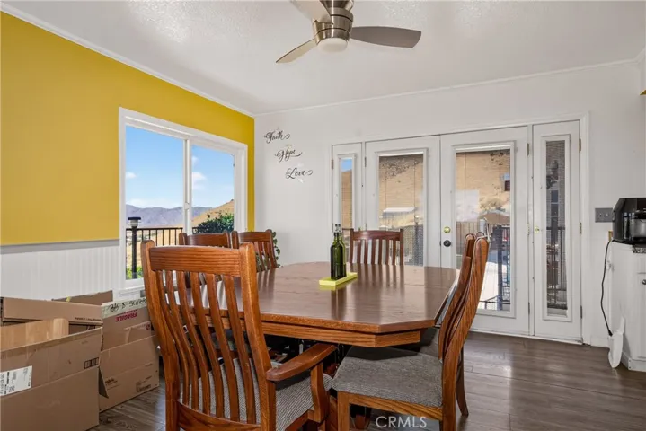 Dining Room with French Doors to the outdoor living area.