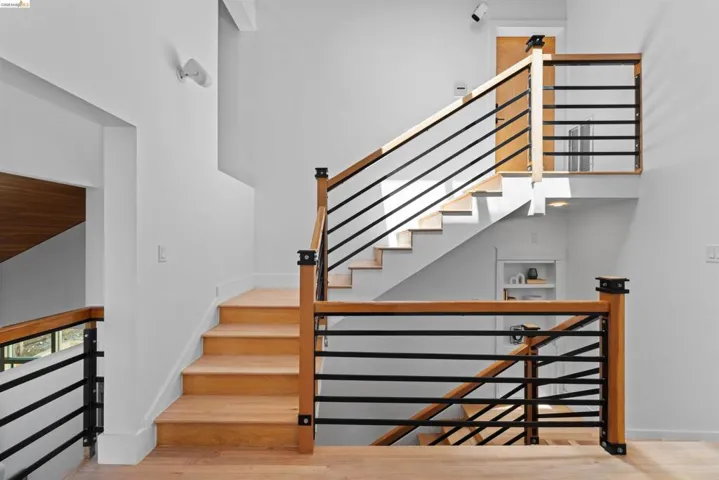 2 car garage at street level with interior entrance