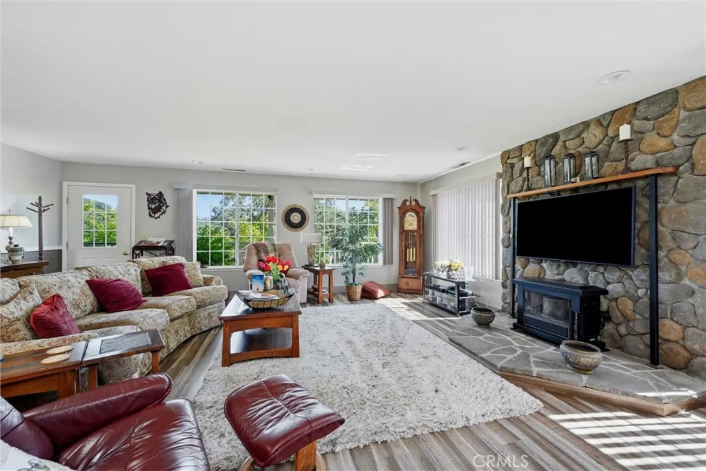 Living room with kerosene fireplace insert
