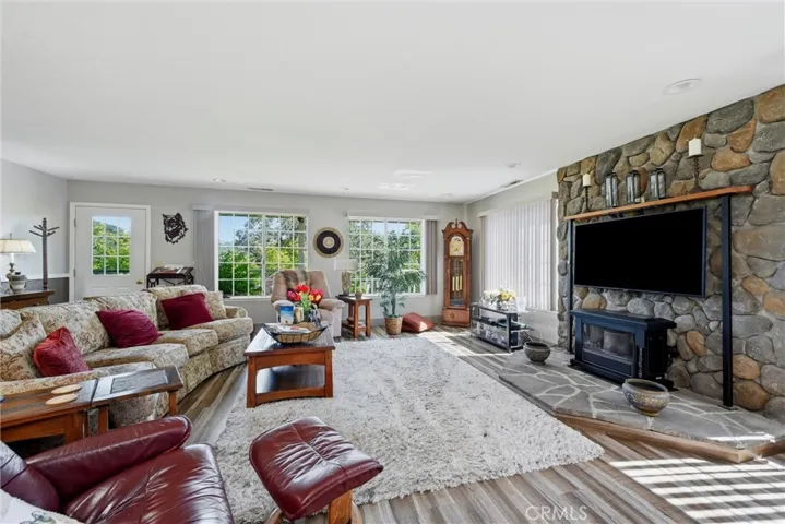 Living room with kerosene fireplace insert