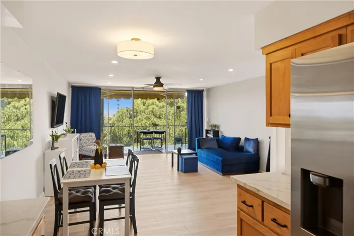 Kitchen open to dining and living areas.