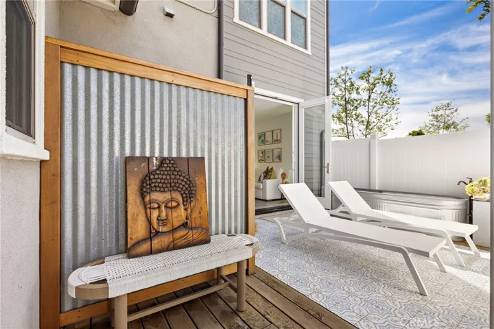 Spa-inspired patio details creating a serene outdoor escape.