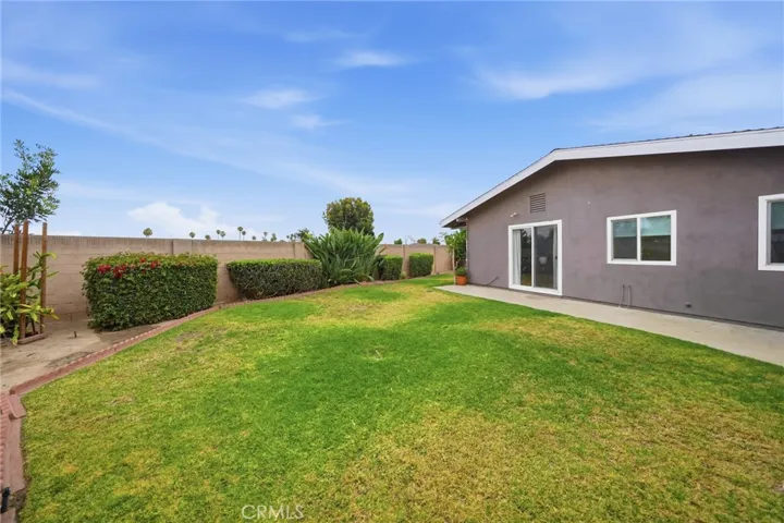 large L Shaped backyard with mature citrus fruit  trees and dragon fruit