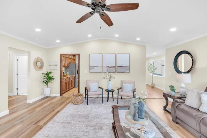 Living room flows directly into the kitchen