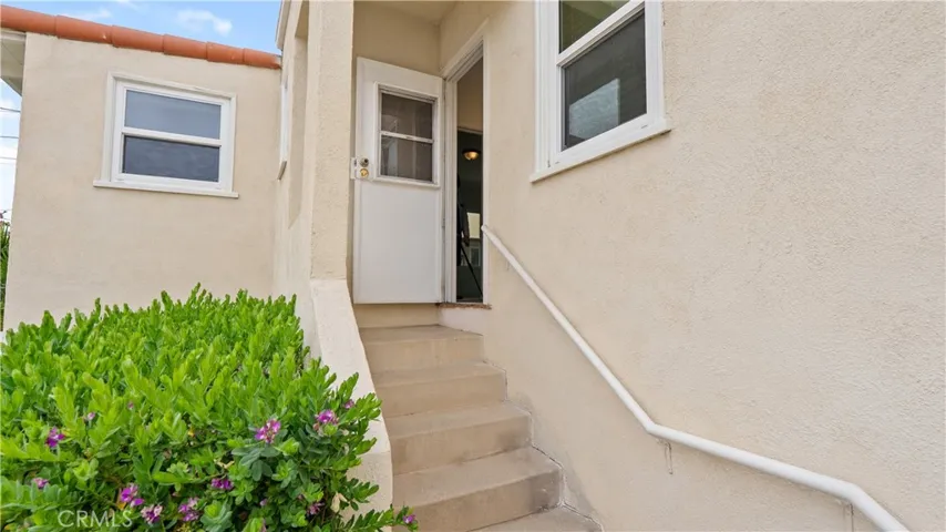 Stairs from house leading to backyard.