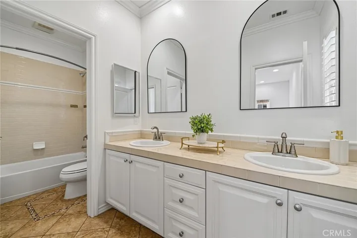 2nd full bath upstairs with double vanity sink