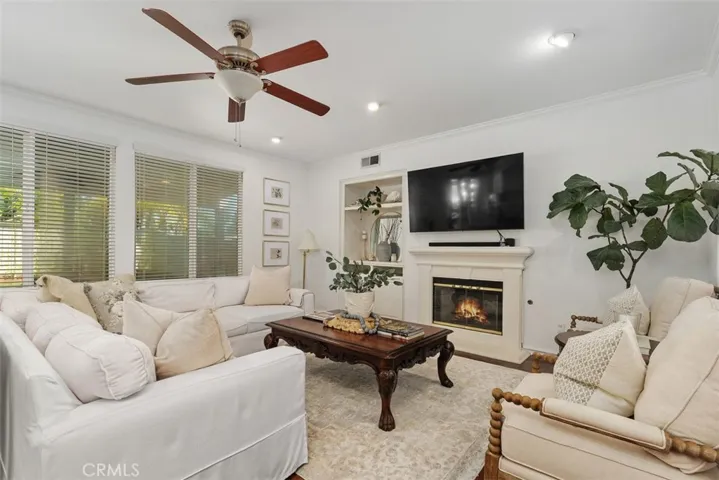 Living area with fireplace