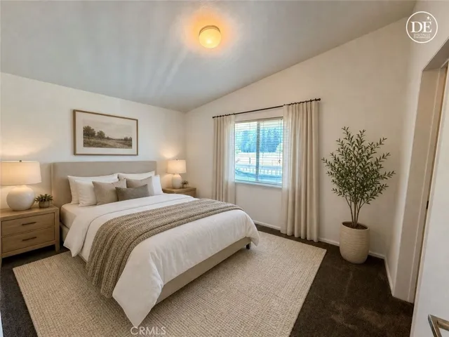 Virtually staged hallway bedroom