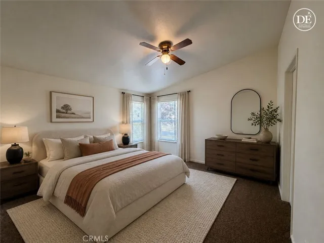 Virtually staged primary bedroom