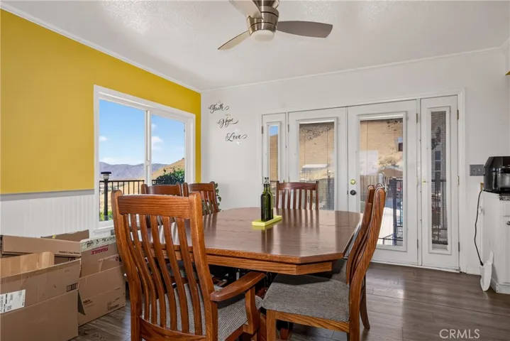 Dining Room with French Doors to the outdoor living area.