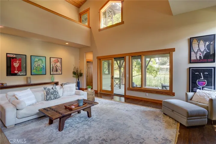 Living room windows and view