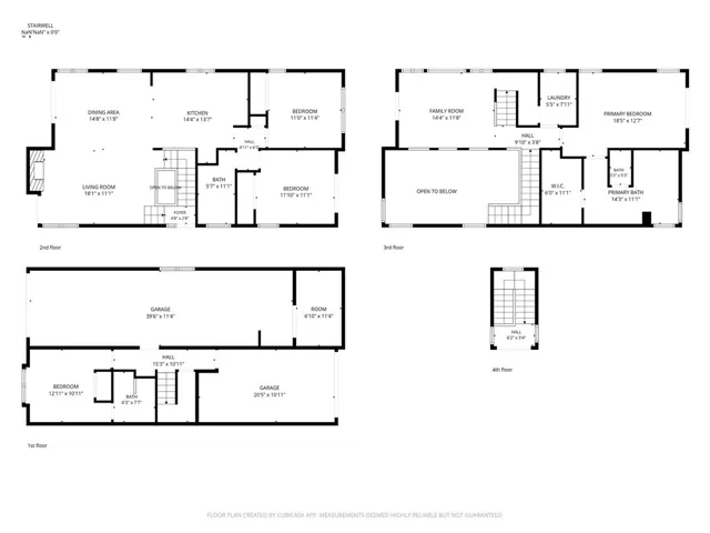 House floor plan (includes 1st, 2nd, 3rd, and 4th floors)