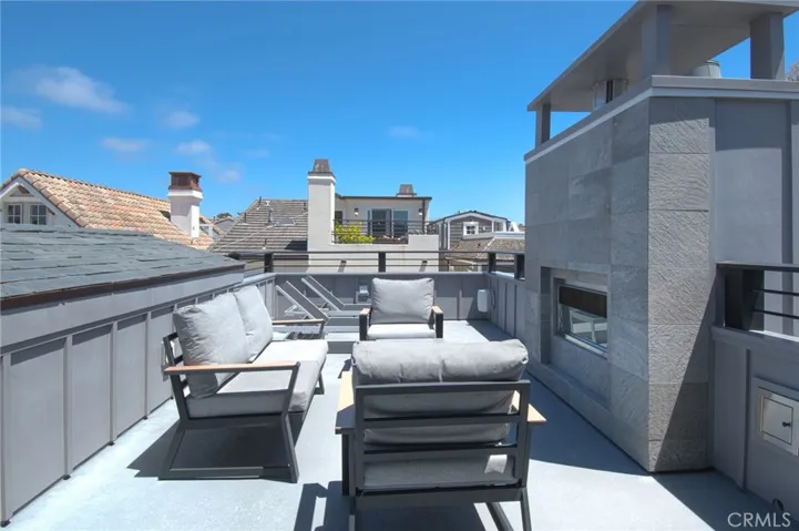 rooftop deck with fireplace