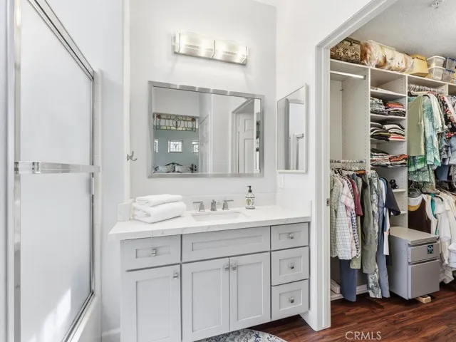 Updated vanity and large walk in closet