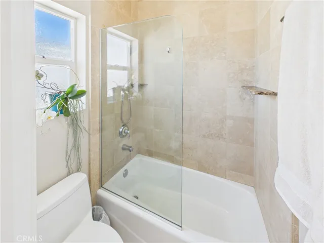 Beautiful stone shower in secondary bathroom