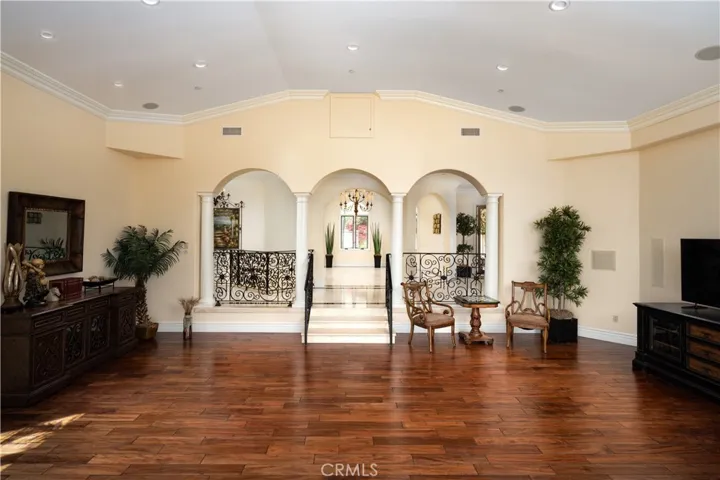 Family room with architectural details.
