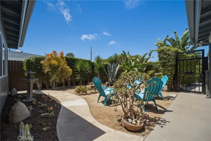 Looking out to Firepit and Garden from Front Porch