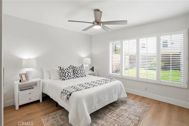 Another view of the downstairs bedroom, with double door closet