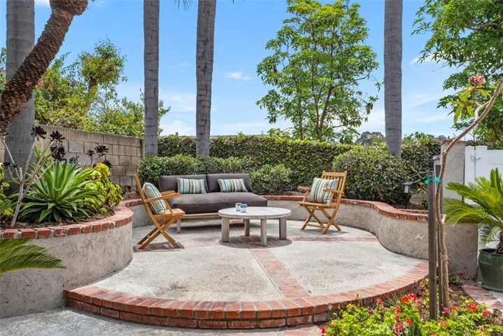 Custom landscaping & seating area.