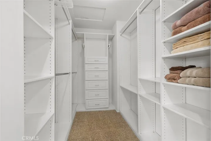 Spacious primary walk in closet.