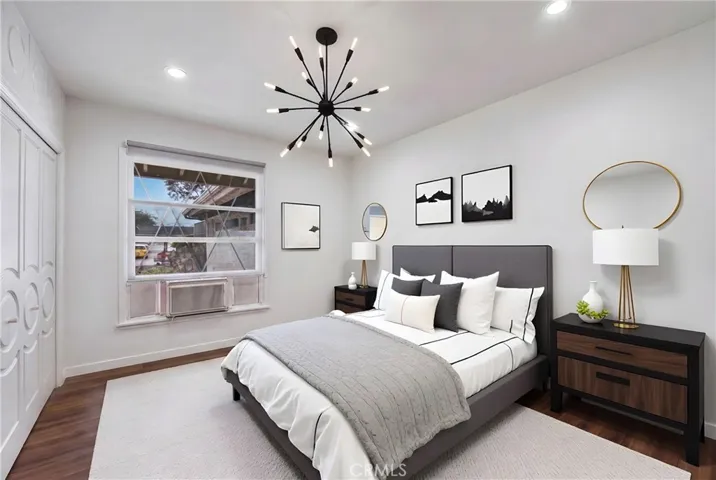 Wine room virtually staged as bedroom