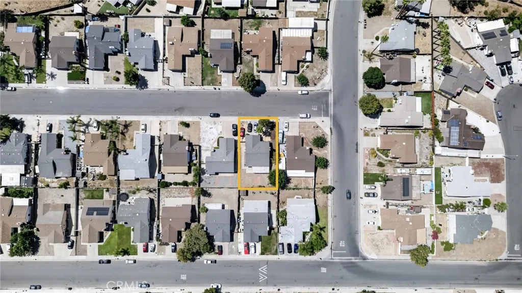Overhead view highlighting the property.