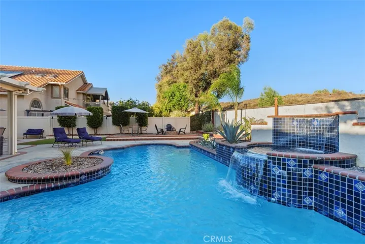 Backyard Pool with Waterfall Spa