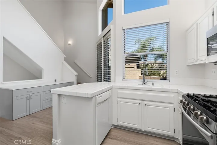 Vaulted ceilings in the kitchen area