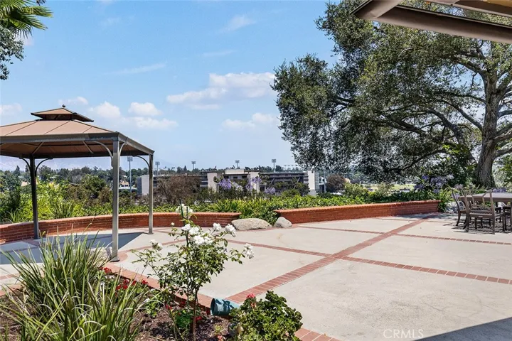 Patio with View of Rose Bowl