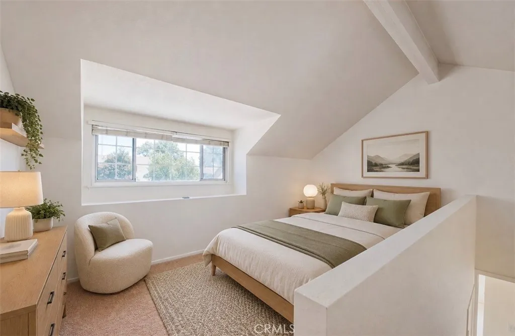 Upstairs bedroom virtually staged
