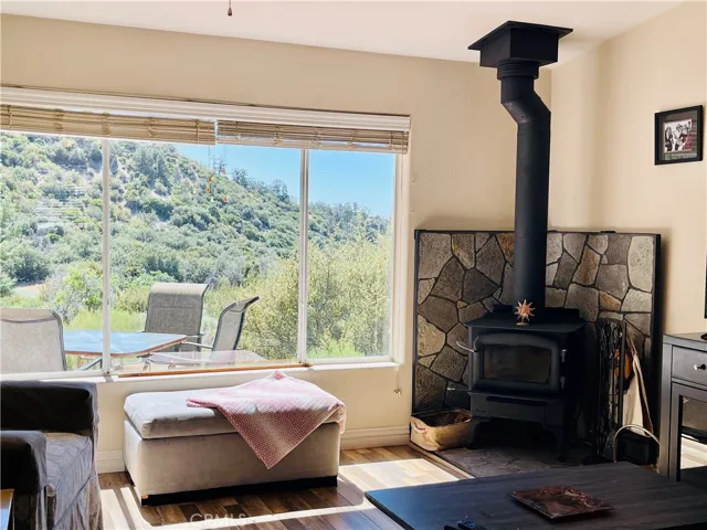 Woodburning fireplace in the living room