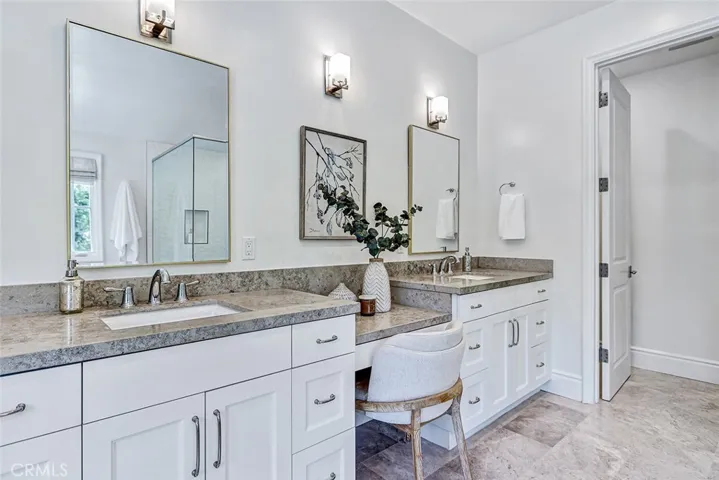 2nd Floor #6 Primary Suite Full Bathroom with Dual Sink Countertops and Vanity