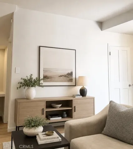 Living room area virtaully staged