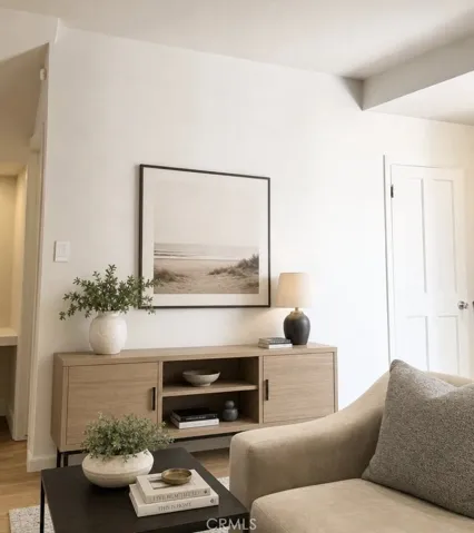 Living room area virtaully staged