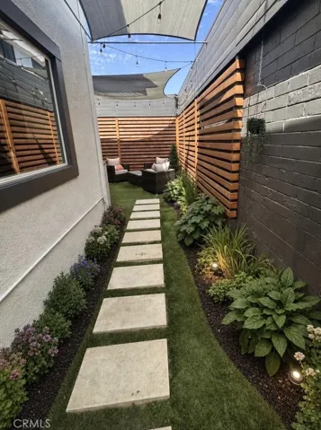 Access to backyard, virtually staged.